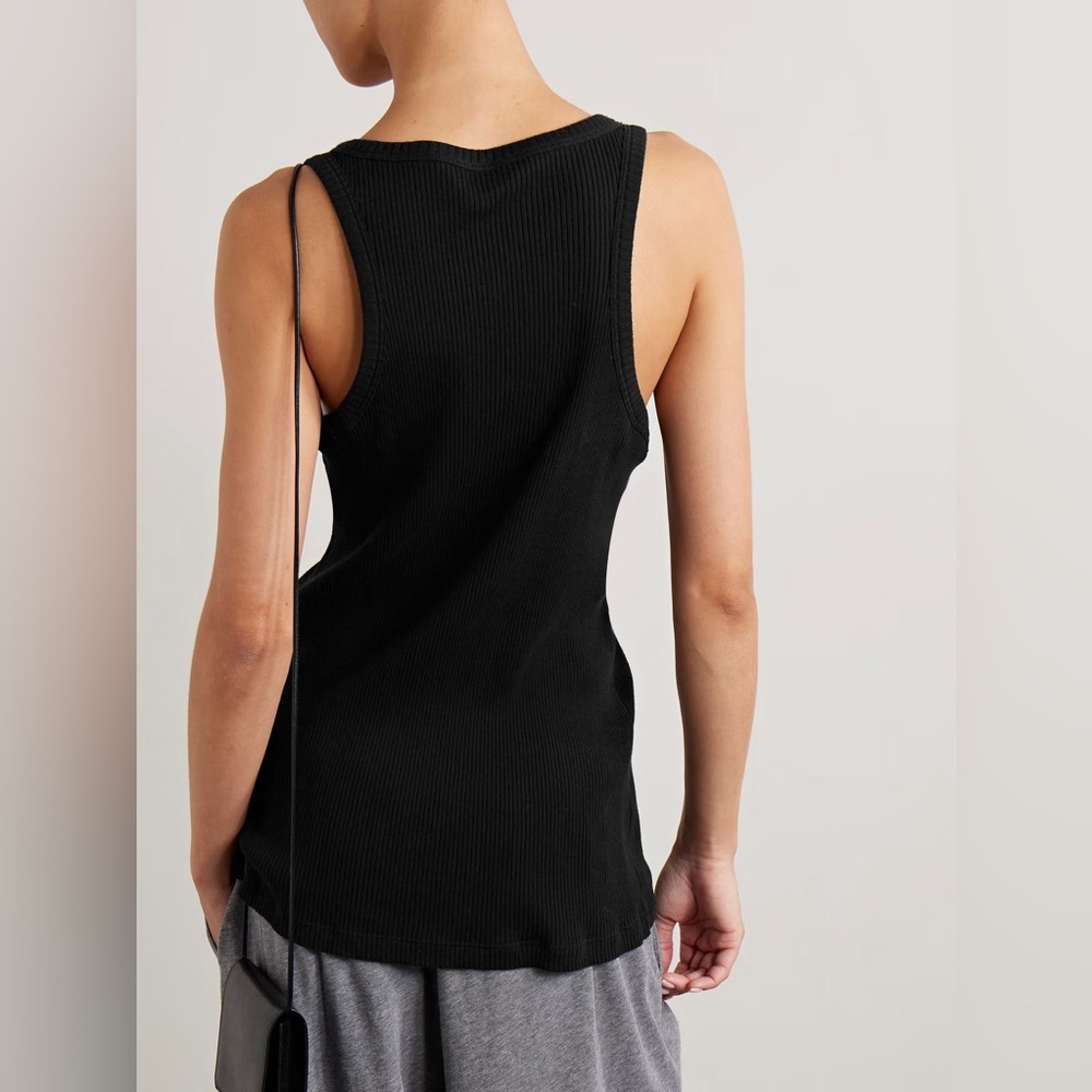 THE ROW Misty ribbed cotton-jersey tank black size XL - Picture 4 of 7